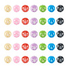 70Pcs 7 Colors Flower Opaque Resin Beads RESI-TA0001-55-1