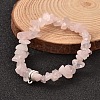 Chip Natural Rose Quartz Beaded Stretch Bracelets BJEW-JB02148-01-1