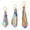 Electroplated Raw Rough Natural Quartz Crystal Copper Wire Wrapped Pendants PALLOY-JF02411-01-1