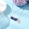 Natural Amethyst Chip & Constellation Pendant Necklaces NJEW-JN05084-11-2