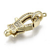 Brass Micro Pave Clear Cubic Zirconia Lobster Claw Clasps KK-N227-49G-NF-1