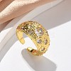 Brass Micro Pave Clear Cubic Zirconia Cuff Rings for Women RJEW-U041-12G-1