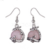 Natural Rose Quartz Dragon Dangle Earrings EJEW-A092-12P-11-3