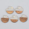 Transparent Resin & Walnut Wood Pendants RESI-S389-038A-E01-2