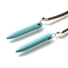 Bohemian Style Synthetic Turquoise Cone Pendant Necklaces for Women NJEW-G158-02-3