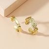 2Pcs Adjustable Retro Iron Flower Cuff Toe Ring Sets II7704-2