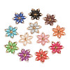 Printed Translucent Acrylic Flower Connector Charms OACR-T028-26-1