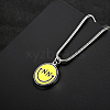 Stylish Stainless Steel Enamel Smiling Face Pendant Necklaces for Women's Daily Wear PY8930-4