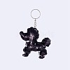 Plastic Paillette Beaded Puppy Keychain KEYC-F024-B02-1