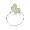 4Pcs 4 Colors Glass Butterfly Finger Rings RJEW-JR00826-02-5