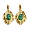 Ion Plating(IP) 304 Stainless Steel Pave Synthetic Malachite Pendants STAS-U024-15G-07-1