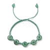 Natural Green Aventurine Rondelle Braided Bead Bracelets BJEW-TA00492-04-1