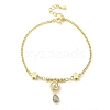 Brass Micro Pave Clear Cubic Zirconia Charm Bracelets for Women BJEW-C083-06G-4