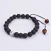 Natural Lava Rock & Howlite Round Beaded Bracelets for Men BJEW-JB02954-7