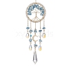 Wire Wrapped Natural Aquamarine Chip Tree of Life Window Hanging Prism Ornaments HJEW-TA00283-01-1