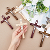 6Pcs 3 Colors Religion Cross Wood Big Pendants WOOD-DC0001-18-3
