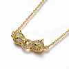 Brass Micro Pave Cubic Zirconia Door Knocker Pendant Necklaces NJEW-H202-01G-1