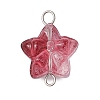 Star Gradient Color Baking Paint Transparent Glass Connector Charms PALLOY-JF03275-02-3