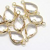 Golden Tone Brass Glass Teardrop Links connectors GLAA-J010A-01G-1