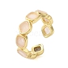 Square Natural Rose Quartz Open Cuff Rings RJEW-K272-02G-01-1