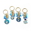 4Pcs Flat Round/Spaceman Alloy Enamel Pendant Keychain KEYC-JKC00412-03-1