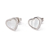 6 Pairs Natural White Shell Heart Stud Earrings EJEW-G291-02P-2