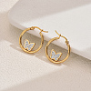 Geometric Retro Casual Stainless Steel Rhinestone Hoop Earrings for Women LU7755-1-2