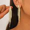 Cubic Zirconia Chains Tassel Earrings EJEW-P236-06G-3