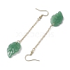 Glass Leaf & 304 Stainless Steel Dangle Earrings for Women EJEW-JE06232-4