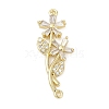 Brass Clear Cubic Zirconia Connector Charms KK-Z094-06G-03-1