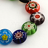Flat Round Handmade Millefiori Glass Beads X-LK-R004-53-1
