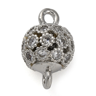 Brass Micro Pave Clear Cubic Zirconia Connector Charms KK-A230-06B-P-1