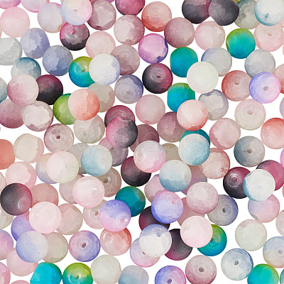 200Pcs 10 Colors Crackle Glass Beads Strands GLAA-TA0003-31A-1