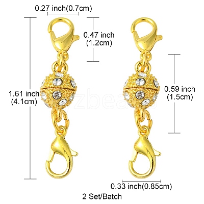 1Pc Alloy Crystal Rhinestone Magnetic Clasps ALRI-YW0001-11G-1