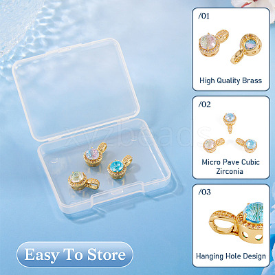 3Pcs 3 Colors Brass Micro Pave Cubic Zirconia Pendants KK-TA0008-25-1