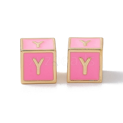 Rack Plating Brass Enamel Beads KK-B060-04G-05Y-1