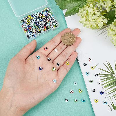 180Pcs 9 Colors Handmade Evil Eye Lampwork Beads Strands LAMP-FH0001-09-1