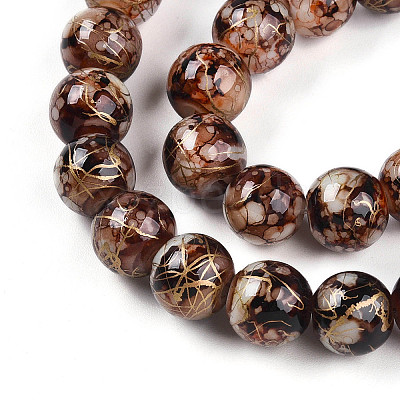 Baking Paint Glass Beads Strands DGLA-N003-10mm-B06-1