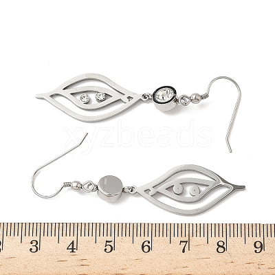 304 Stainless Steel Leaf Dangle Earrings Hand Polished EJEW-Z129-13P-1