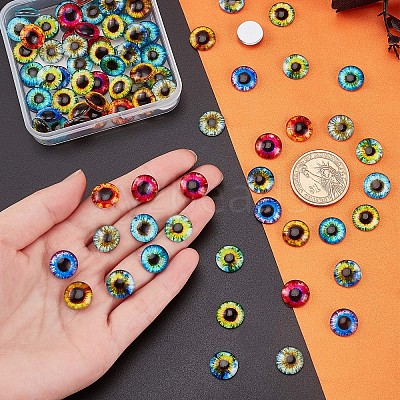 Luminous Eye Printed Glass Cabochons GGLA-PH0001-22B-1