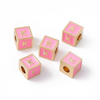 Rack Plating Brass Enamel Beads KK-B060-04G-05K-1