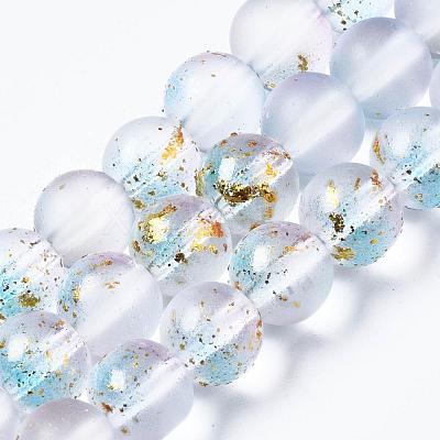 Frosted Spray Painted Glass Beads Strands GLAA-N035-03C-C07-1