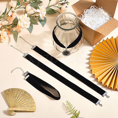 4Pcs Velvet Ribbon Choker Necklaces NJEW-SC0001-70A-1