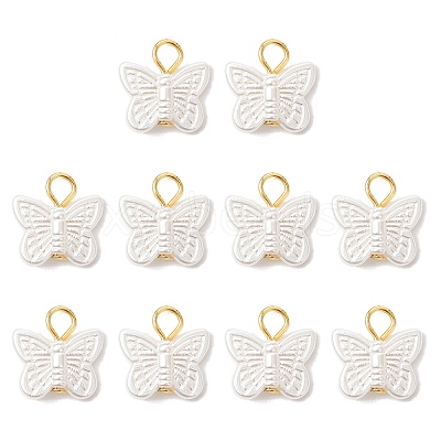 ABS Imitation Pearl Butterfly Charms PALLOY-MZ00846-1