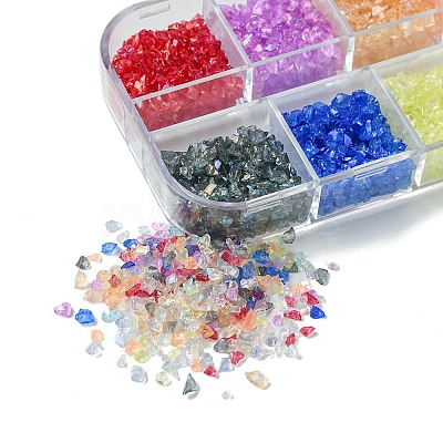 48G 12 Colors Transparent Electroplate Crushed Glass Craft GLAA-FS0001-65-1