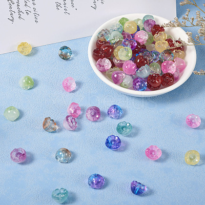 128Pcs 8 Colors Transparent Spray Painted Glass Beads GLAA-TA0001-26-1
