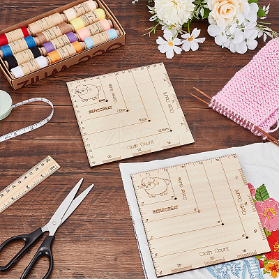 2Pc Square Wooden Crochet and Knitting Gauge DIY-BC0014-02-1