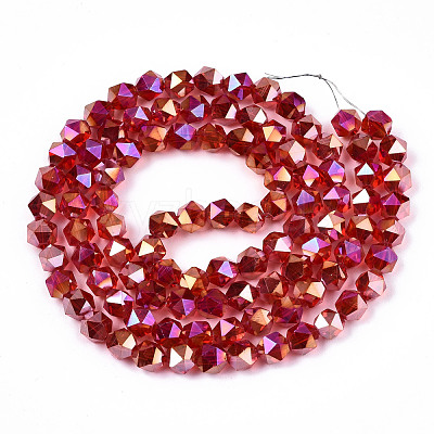 Electroplate Transparent Glass Beads Strands EGLA-T019-06Q-1