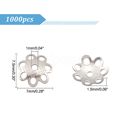 1000Pcs 304 Stainless Steel Bead Caps STAS-DC0012-14-1