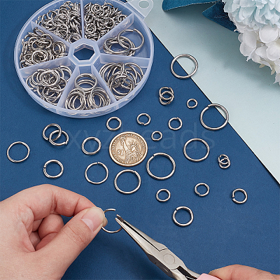 226Pcs 7 Styles 304 Stainless Steel Open Jump Rings STAS-PH0005-53-1